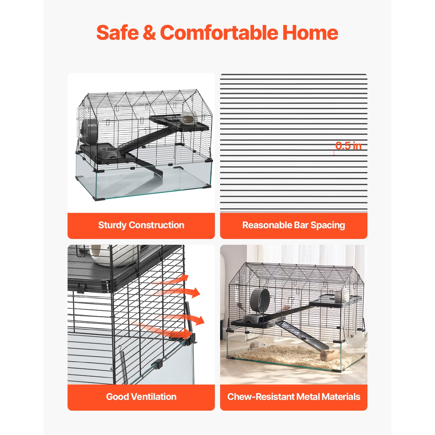 Wire Hamster Cage Habitat 29.5in Pet Rodent Gerbil Mice Small Animal House_maomaolike.com